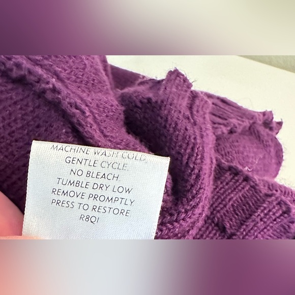 EILEEN FISHER Purple Cardigan Sweater Hooded Pockets Plum Organic Cotton Knit - Picture 13 of 14
